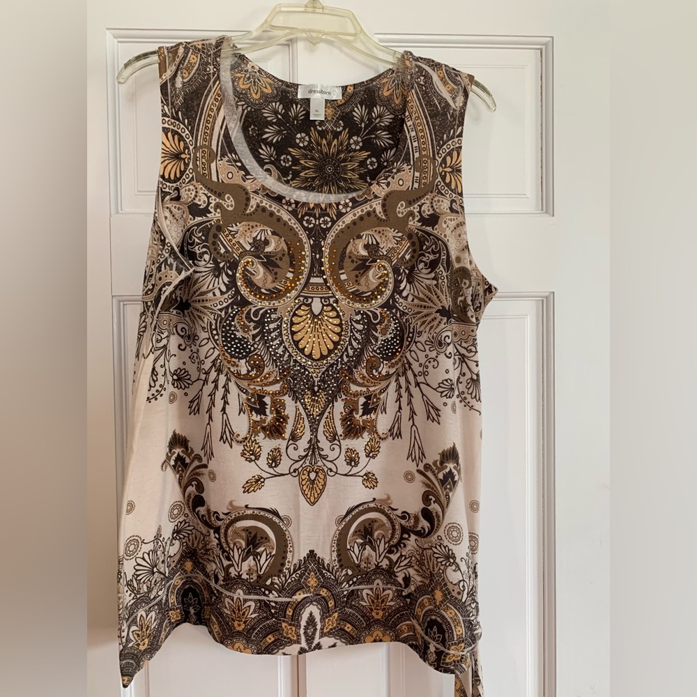 DRESS BARN Beaded tank with side tie